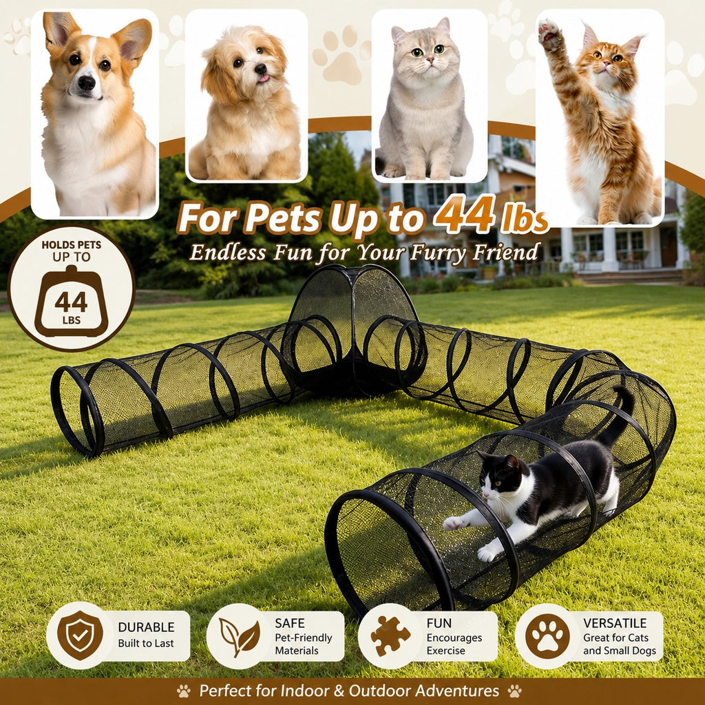 Outdoor Mesh Cat Tunnel Enclosure – Portable Folding Playpen for Cats & Small Dogs