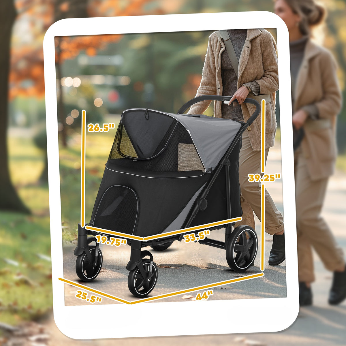 Heavy-Duty Foldable Pet Stroller with Shock Absorption for Medium & Large Dogs